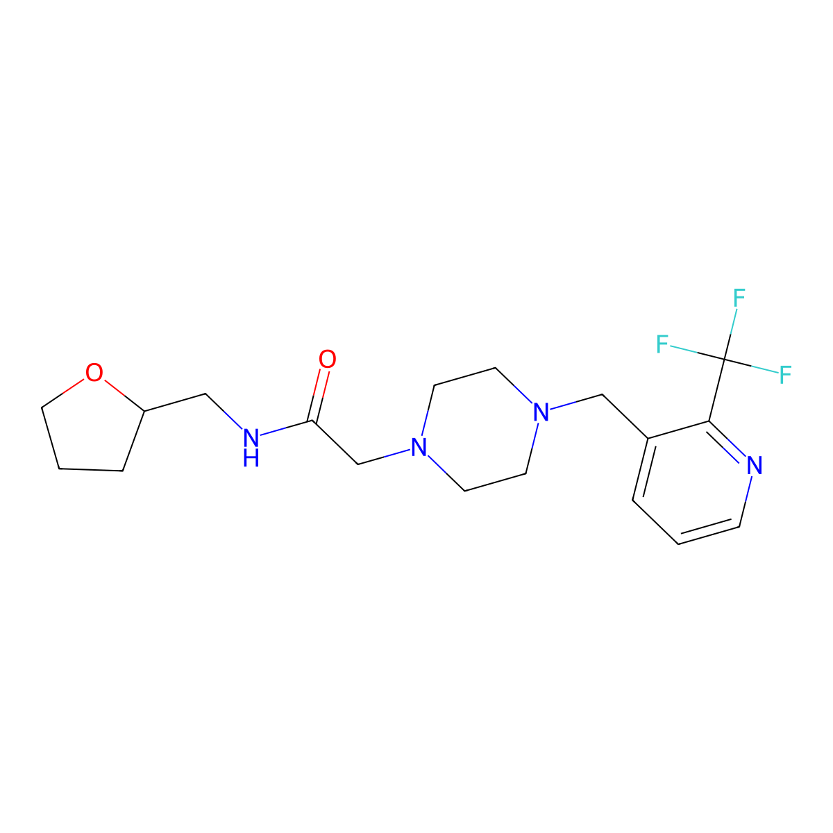 N-[(oxolan-2-yl)methyl]-2-(4-{[2-(trifluoromethyl)pyridin-3-yl]methyl}piperazin-1-yl)acetamide molecular structure, CAS 3054607-97-2