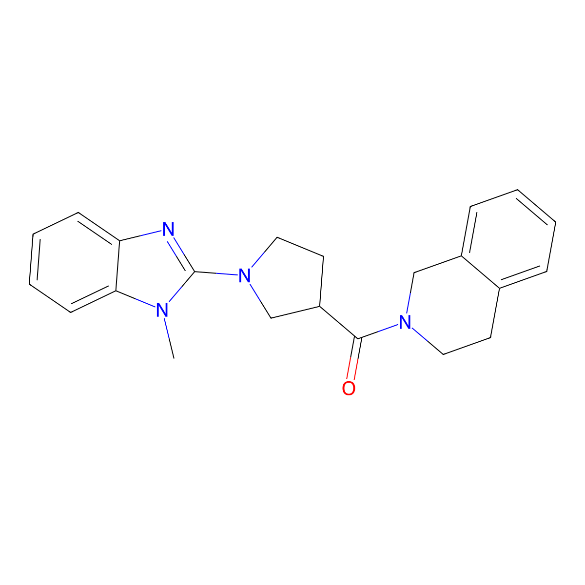 2-[1-(1-methyl-1H-1,3-benzodiazol-2-yl)pyrrolidine-3-carbonyl]-1,2,3,4-tetrahydroisoquinoline molecular structure, CAS 3054607-98-3