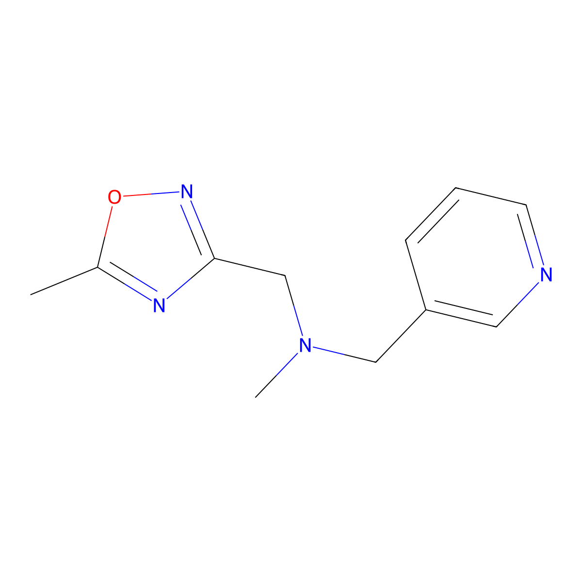 Methyl[(5-methyl-1,2,4-oxadiazol-3-yl)methyl][(pyridin-3-yl)methyl]amine molecular structure, CAS 3054608-08-8