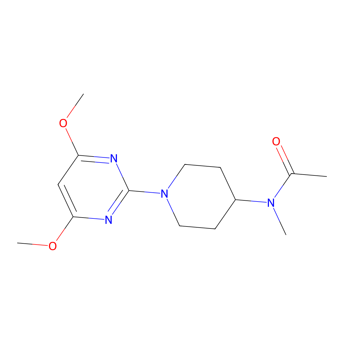N-[1-(4,6-dimethoxypyrimidin-2-yl)piperidin-4-yl]-N-methylacetamide molecular structure, CAS 3054608-09-9