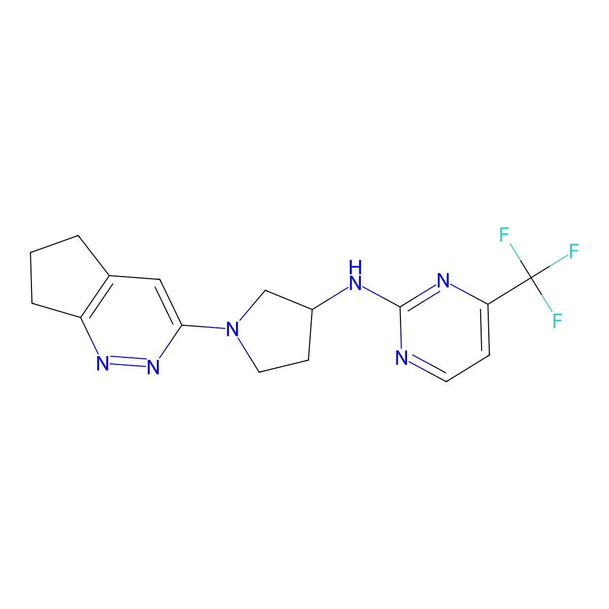 N-(1-{5H,6H,7H-cyclopenta[c]pyridazin-3-yl}pyrrolidin-3-yl)-4-(trifluoromethyl)pyrimidin-2-amine molecular structure, CAS 3054608-13-5