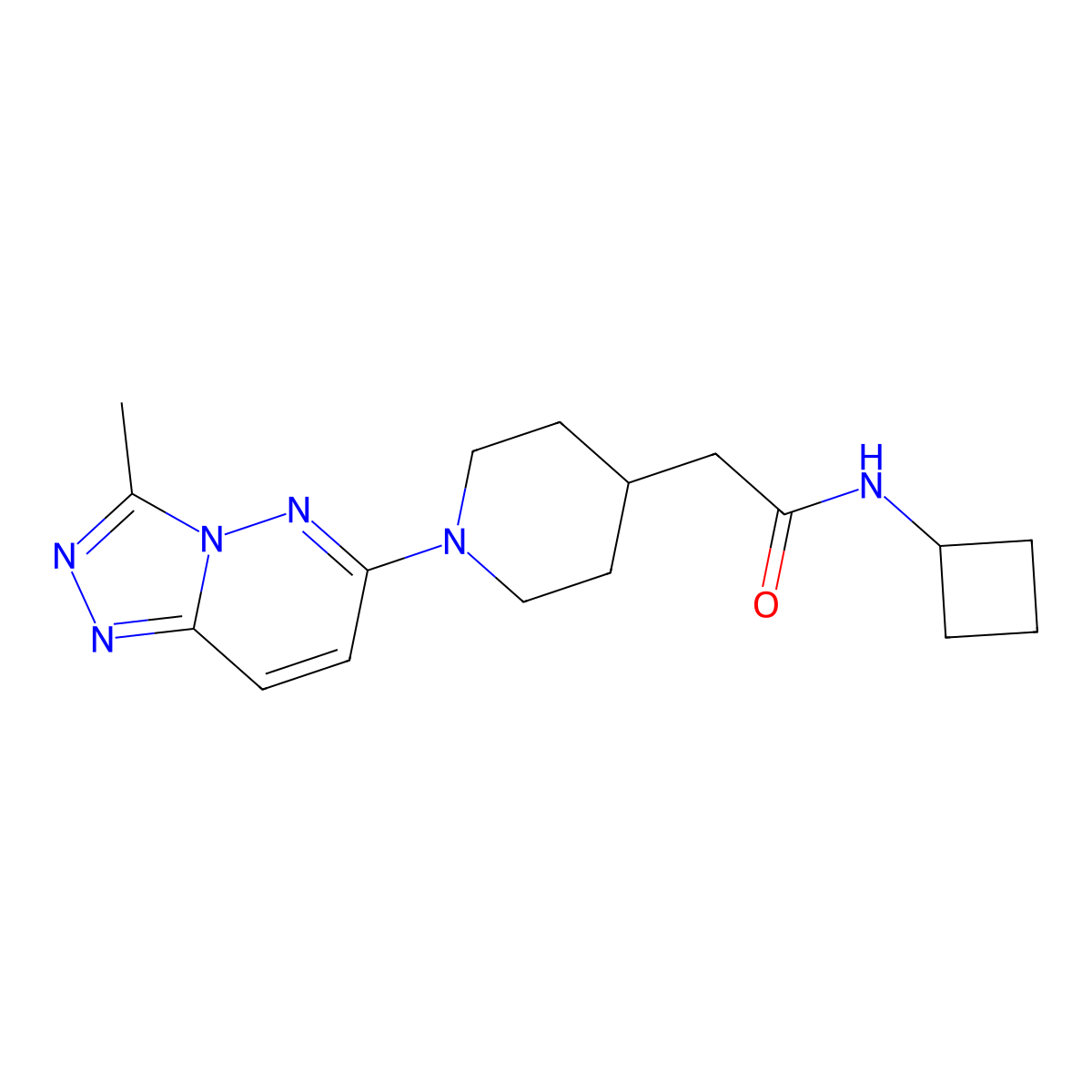 N-cyclobutyl-2-(1-{3-methyl-[1,2,4]triazolo[4,3-b]pyridazin-6-yl}piperidin-4-yl)acetamide molecular structure, CAS 3054608-16-8