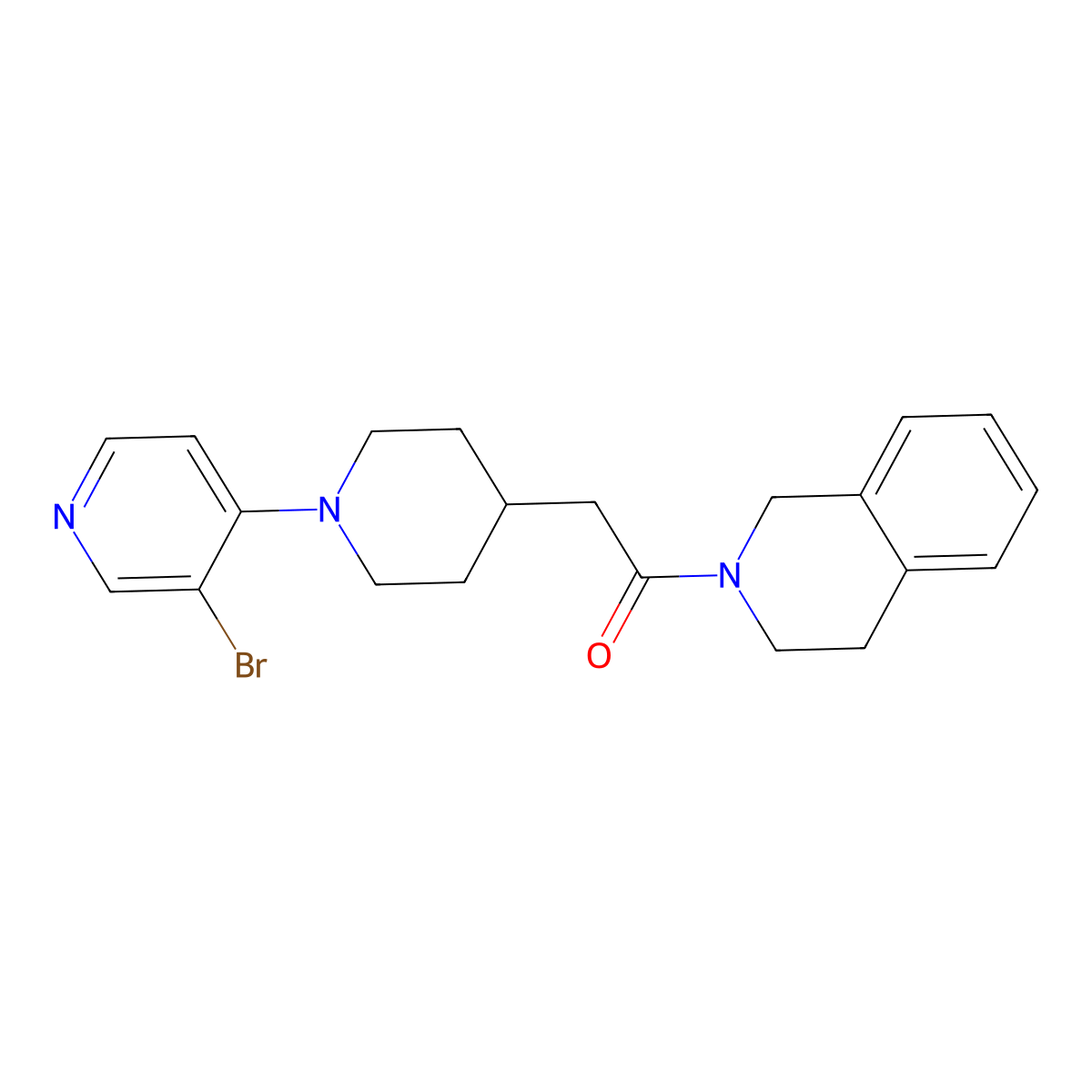 2-[1-(3-Bromopyridin-4-yl)piperidin-4-yl]-1-(1,2,3,4-tetrahydroisoquinolin-2-yl)ethan-1-one molecular structure, CAS 3054608-25-9