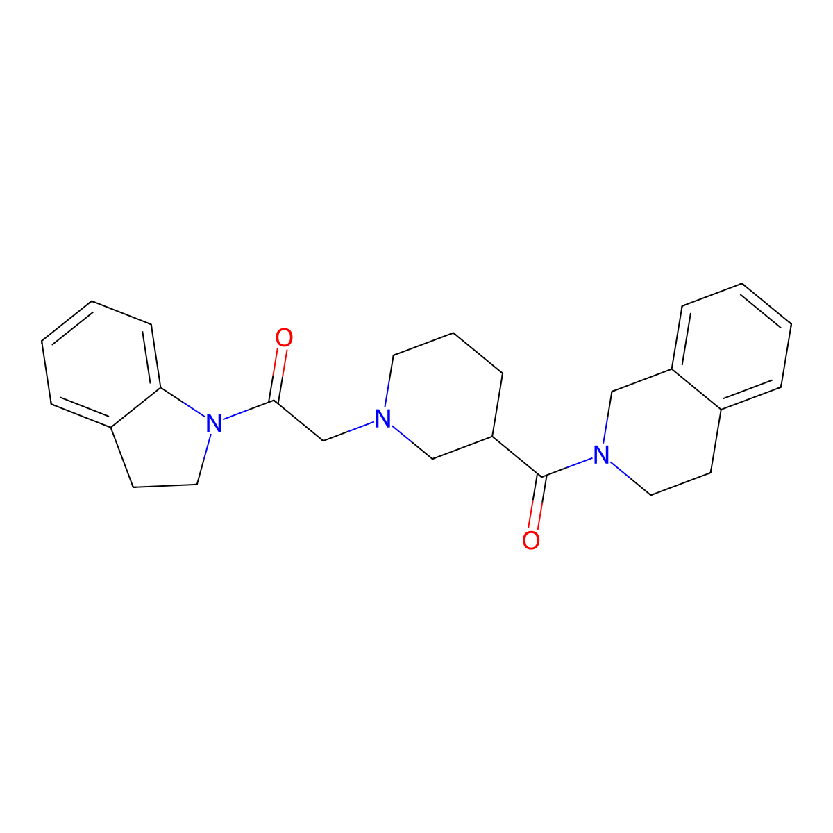 1-(2,3-dihydro-1H-indol-1-yl)-2-[3-(1,2,3,4-tetrahydroisoquinoline-2-carbonyl)piperidin-1-yl]ethan-1-one molecular structure, CAS 3054608-28-2