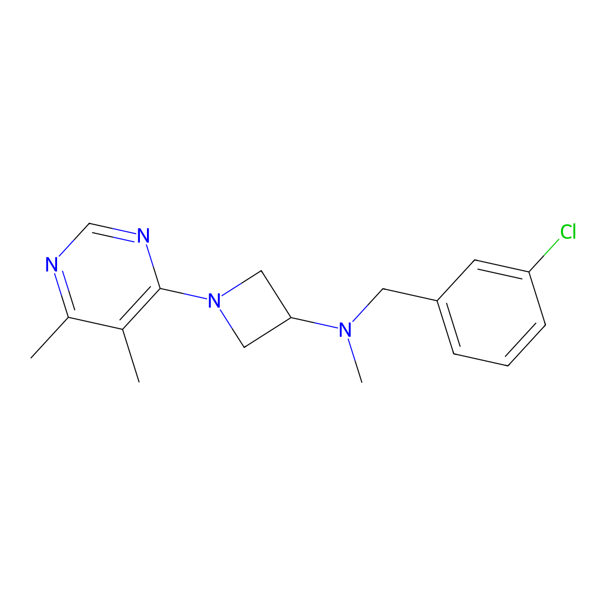 N-[(3-chlorophenyl)methyl]-1-(5,6-dimethylpyrimidin-4-yl)-N-methylazetidin-3-amine molecular structure, CAS 3054608-30-6
