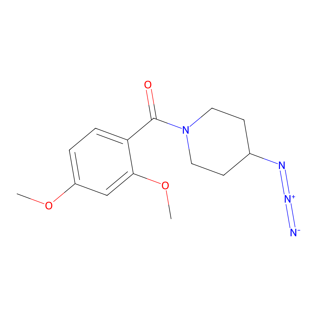 4-Azido-1-(2,4-dimethoxybenzoyl)piperidine molecular structure, CAS 3054608-34-0