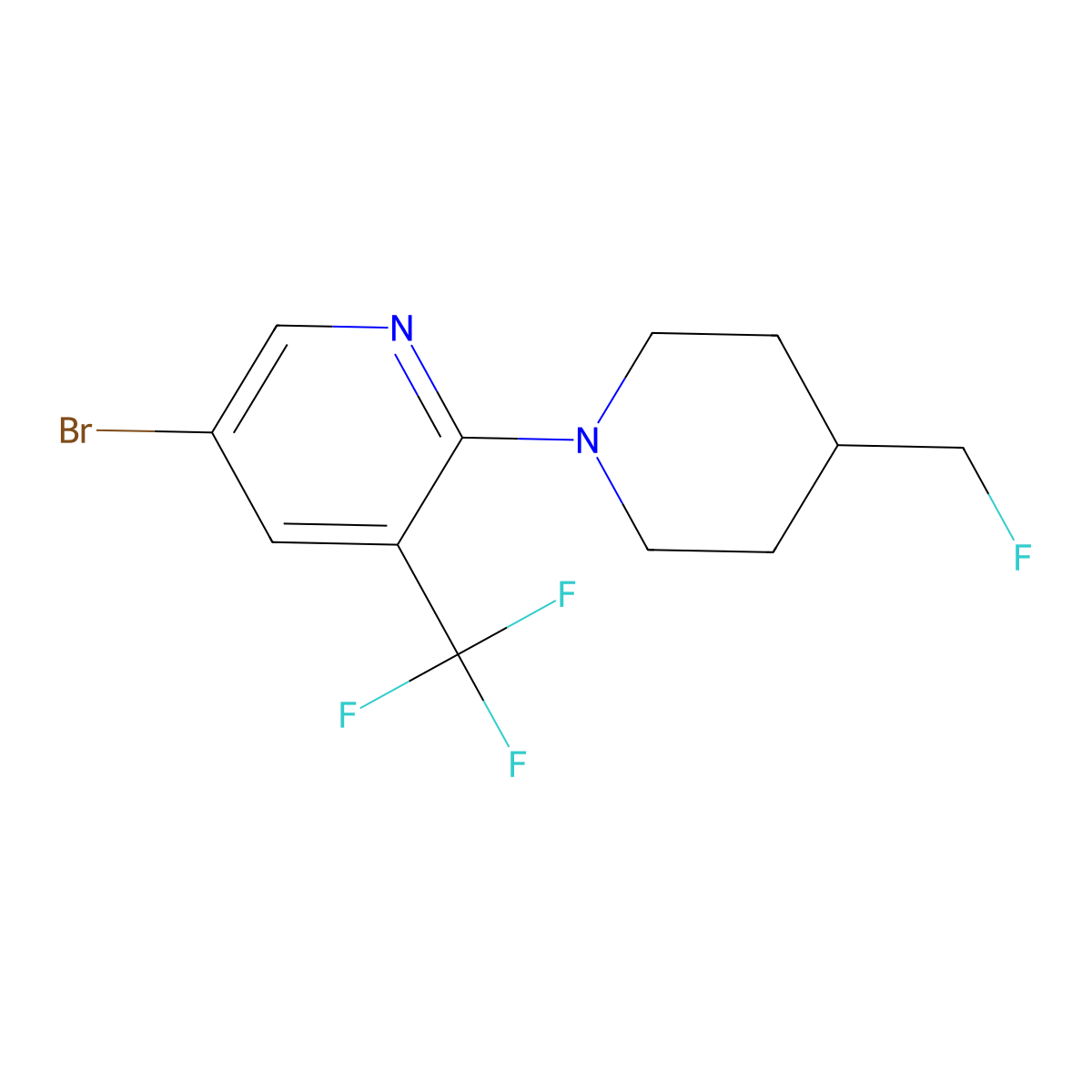 5-Bromo-2-[4-(fluoromethyl)piperidin-1-yl]-3-(trifluoromethyl)pyridine molecular structure, CAS 3054608-40-8