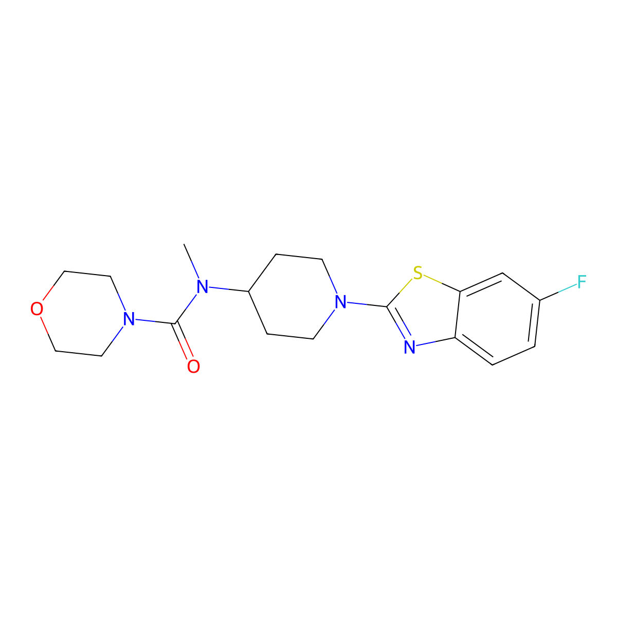 N-[1-(6-fluoro-1,3-benzothiazol-2-yl)piperidin-4-yl]-N-methylmorpholine-4-carboxamide molecular structure, CAS 3054608-42-0