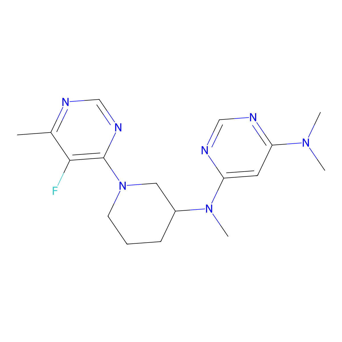 N4-[1-(5-fluoro-6-methylpyrimidin-4-yl)piperidin-3-yl]-N4,N6,N6-trimethylpyrimidine-4,6-diamine molecular structure, CAS 3054608-47-5