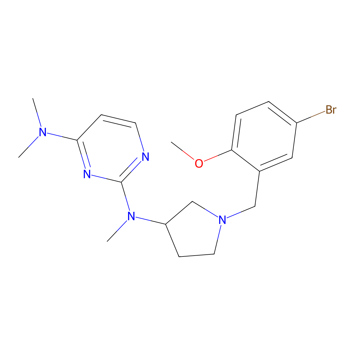 N2-{1-[(5-bromo-2-methoxyphenyl)methyl]pyrrolidin-3-yl}-N2,N4,N4-trimethylpyrimidine-2,4-diamine molecular structure, CAS 3054608-55-5
