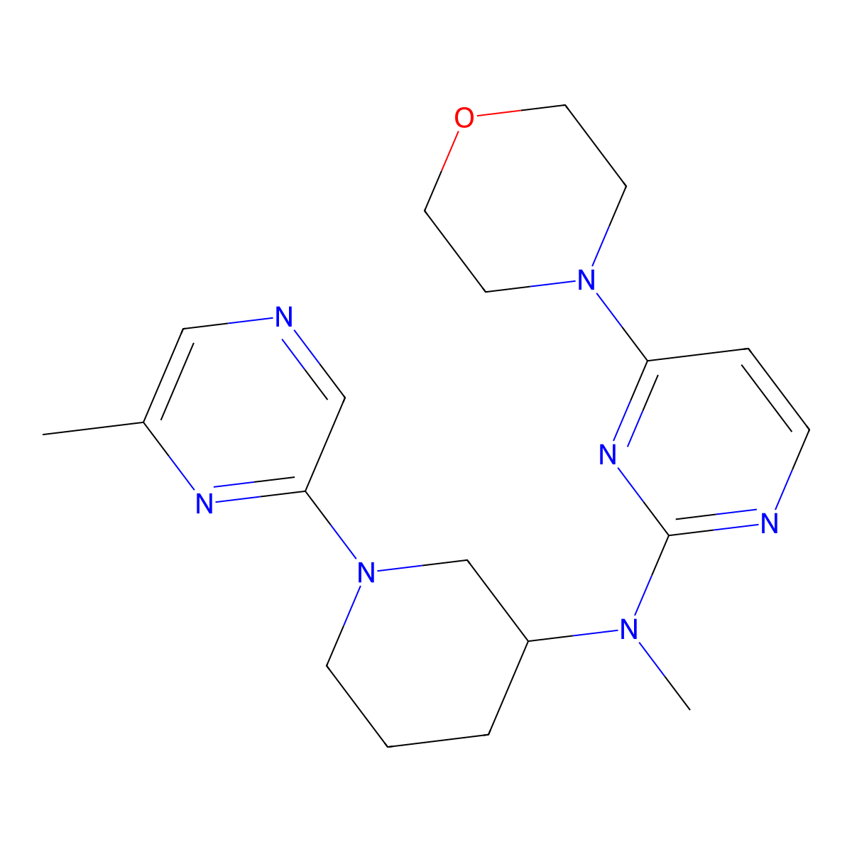 N-methyl-N-[1-(6-methylpyrazin-2-yl)piperidin-3-yl]-4-(morpholin-4-yl)pyrimidin-2-amine molecular structure, CAS 3054608-60-2