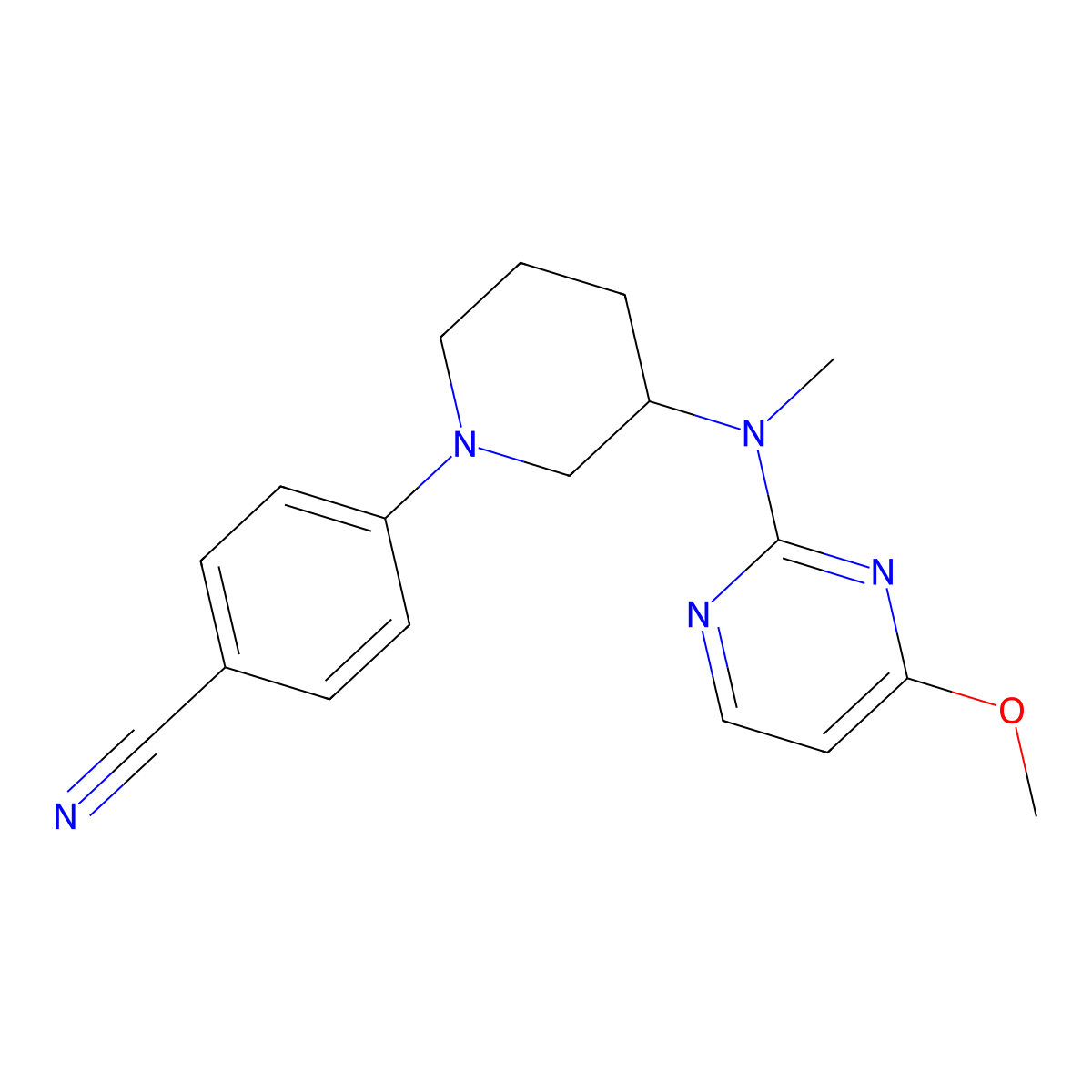 4-{3-[(4-Methoxypyrimidin-2-yl)(methyl)amino]piperidin-1-yl}benzonitrile molecular structure, CAS 3054608-61-3