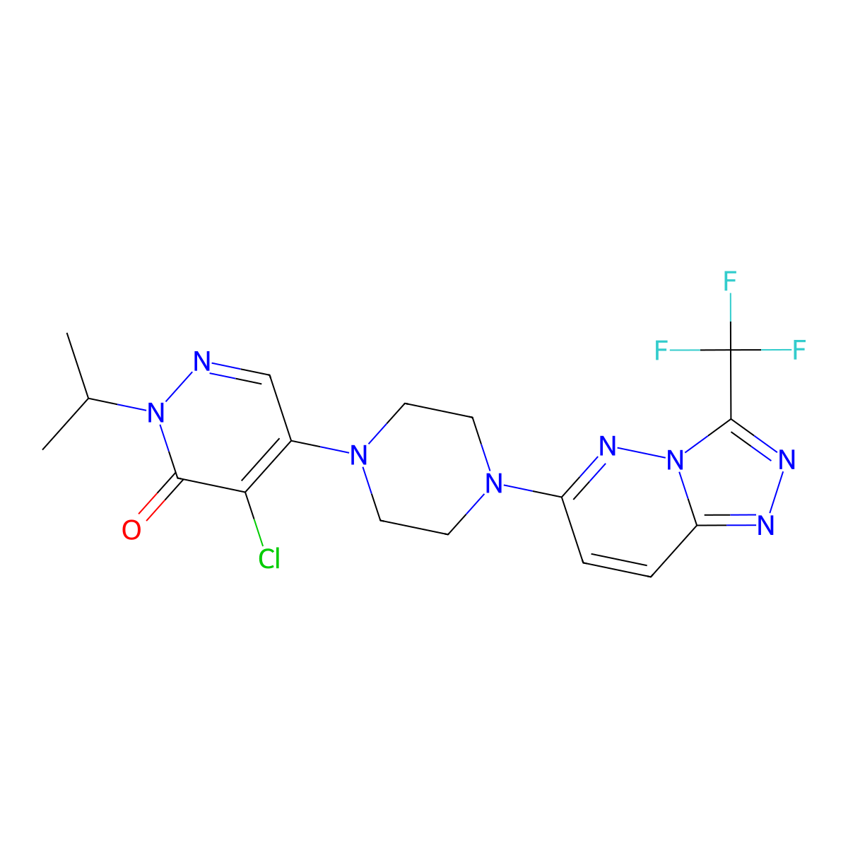 4-Chloro-2-(propan-2-yl)-5-{4-[3-(trifluoromethyl)-[1,2,4]triazolo[4,3-b]pyridazin-6-yl]piperazin-1-yl}-2,3-dihydropyridazin-3-one molecular structure, CAS 3054608-63-5