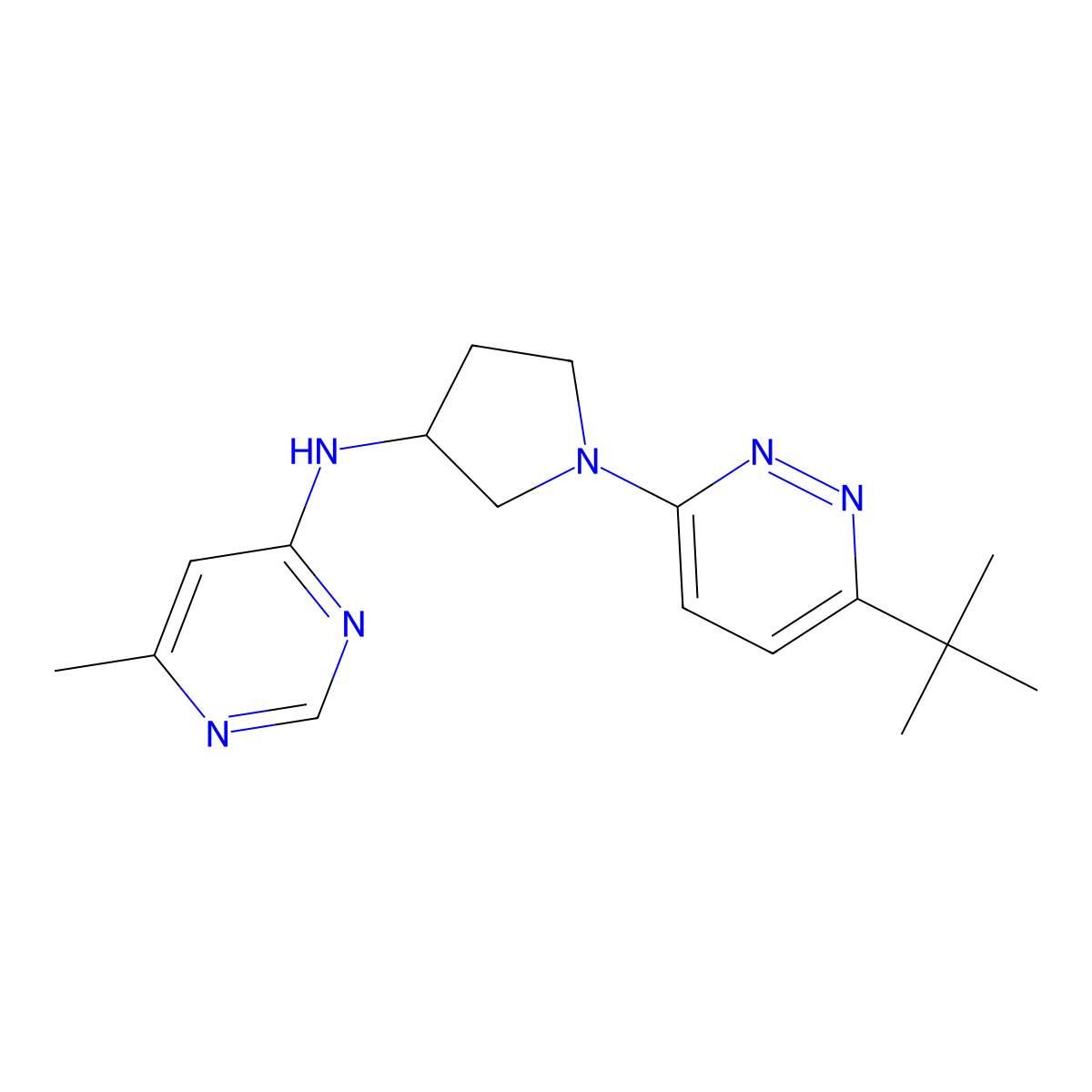N-[1-(6-tert-butylpyridazin-3-yl)pyrrolidin-3-yl]-6-methylpyrimidin-4-amine molecular structure, CAS 3054608-65-7