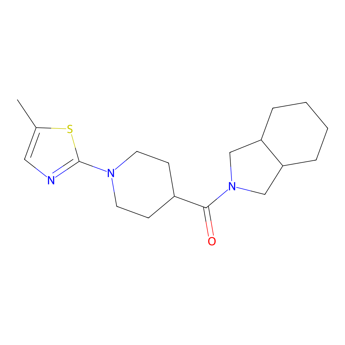 2-[1-(5-methyl-1,3-thiazol-2-yl)piperidine-4-carbonyl]-octahydro-1H-isoindole molecular structure, CAS 3054608-70-4