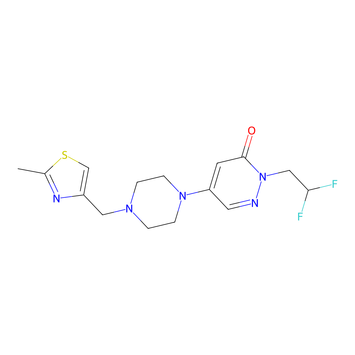 2-(2,2-Difluoroethyl)-5-{4-[(2-methyl-1,3-thiazol-4-yl)methyl]piperazin-1-yl}-2,3-dihydropyridazin-3-one molecular structure, CAS 3054608-72-6