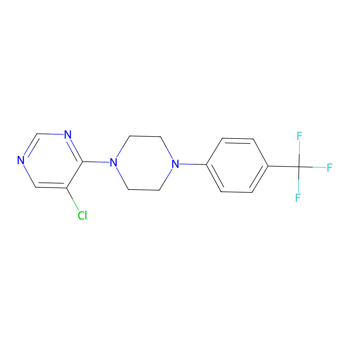 5-Chloro-4-{4-[4-(trifluoromethyl)phenyl]piperazin-1-yl}pyrimidine molecular structure, CAS 3054608-74-8