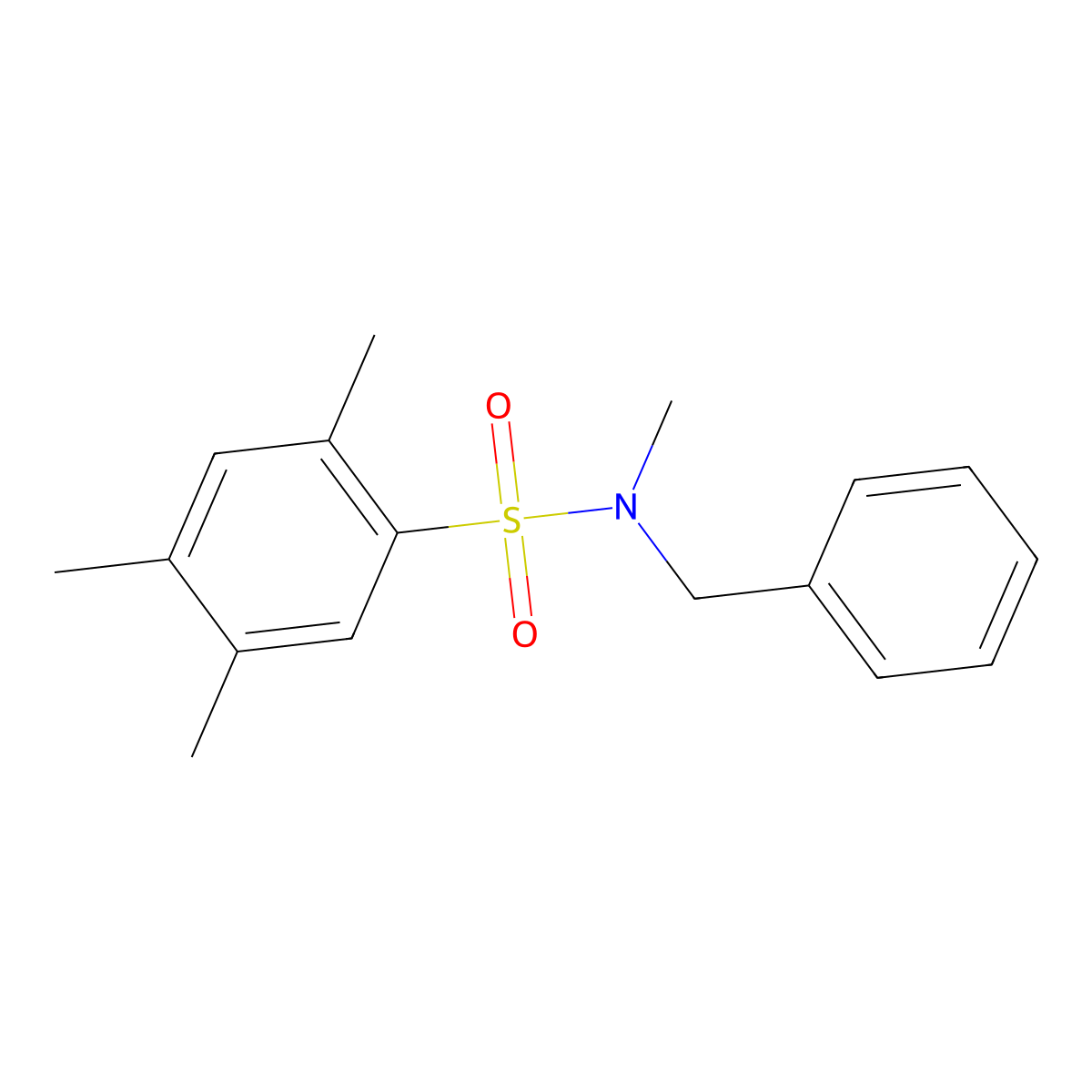 N-benzyl-N,2,4,5-tetramethylbenzene-1-sulfonamide molecular structure, CAS 3054608-84-0