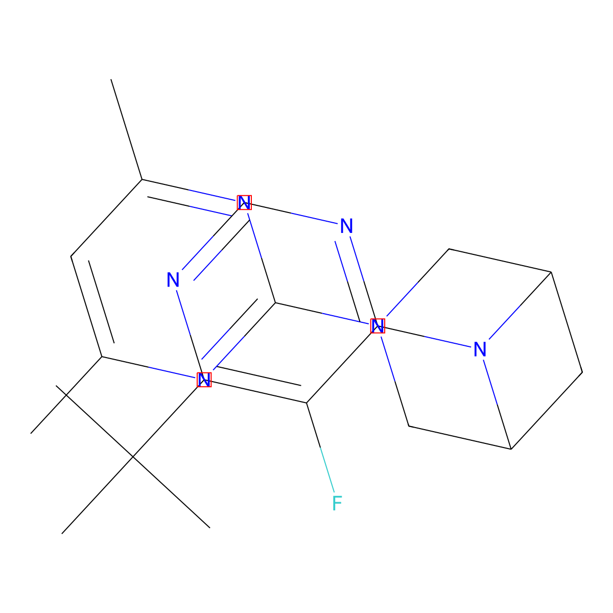 6-(6-Tert-butyl-5-fluoropyrimidin-4-yl)-3-(4,6-dimethylpyrimidin-2-yl)-3,6-diazabicyclo[3.1.1]heptane molecular structure, CAS 3054608-88-4