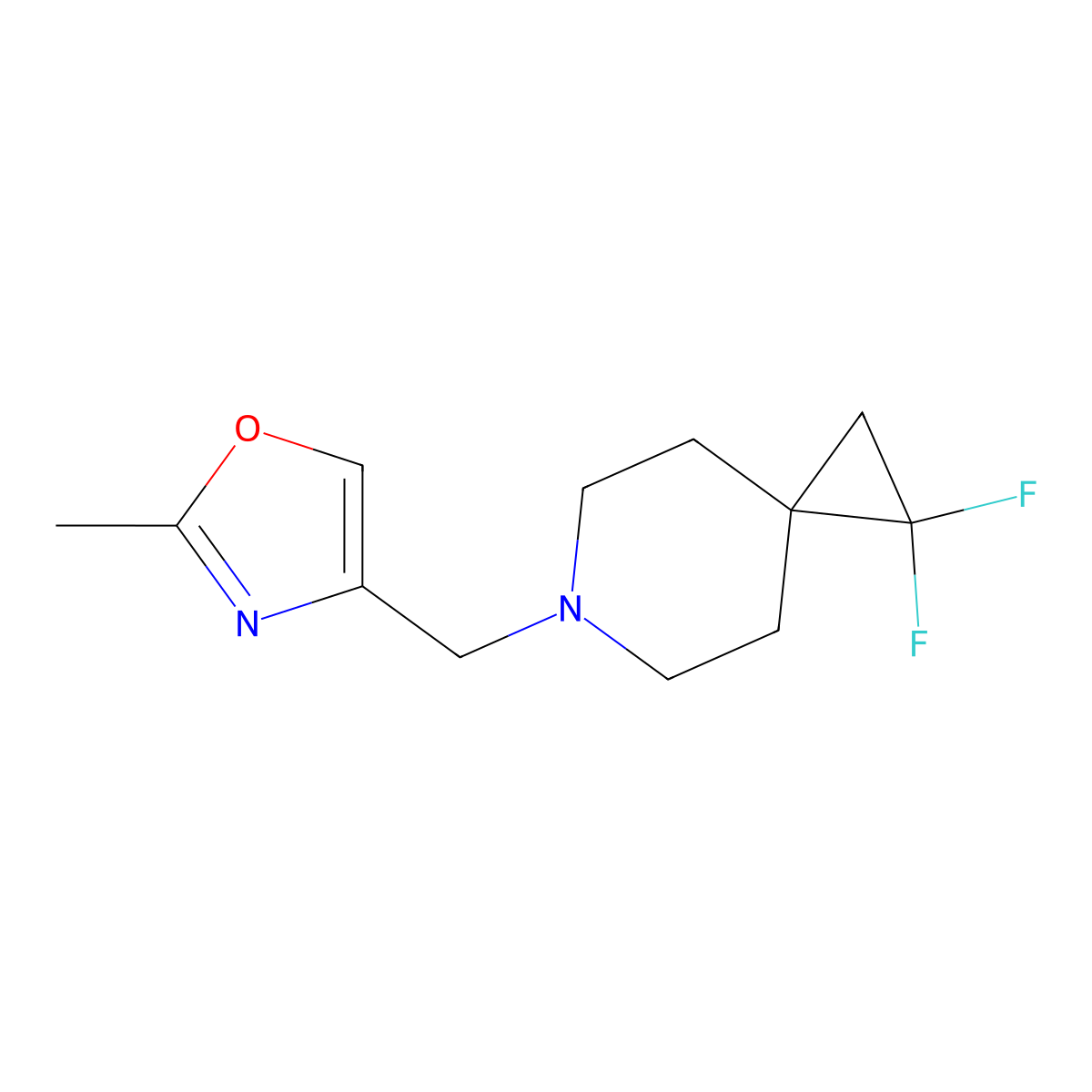 1,1-Difluoro-6-[(2-methyl-1,3-oxazol-4-yl)methyl]-6-azaspiro[2.5]octane molecular structure, CAS 3054608-89-5