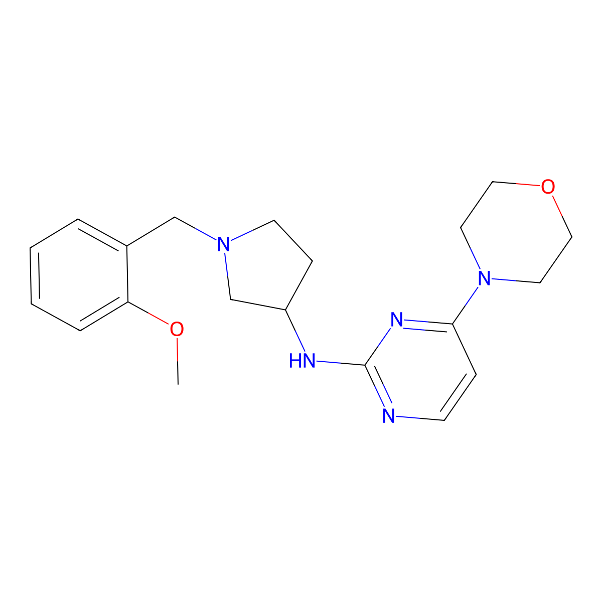 N-{1-[(2-methoxyphenyl)methyl]pyrrolidin-3-yl}-4-(morpholin-4-yl)pyrimidin-2-amine molecular structure, CAS 3054608-90-8