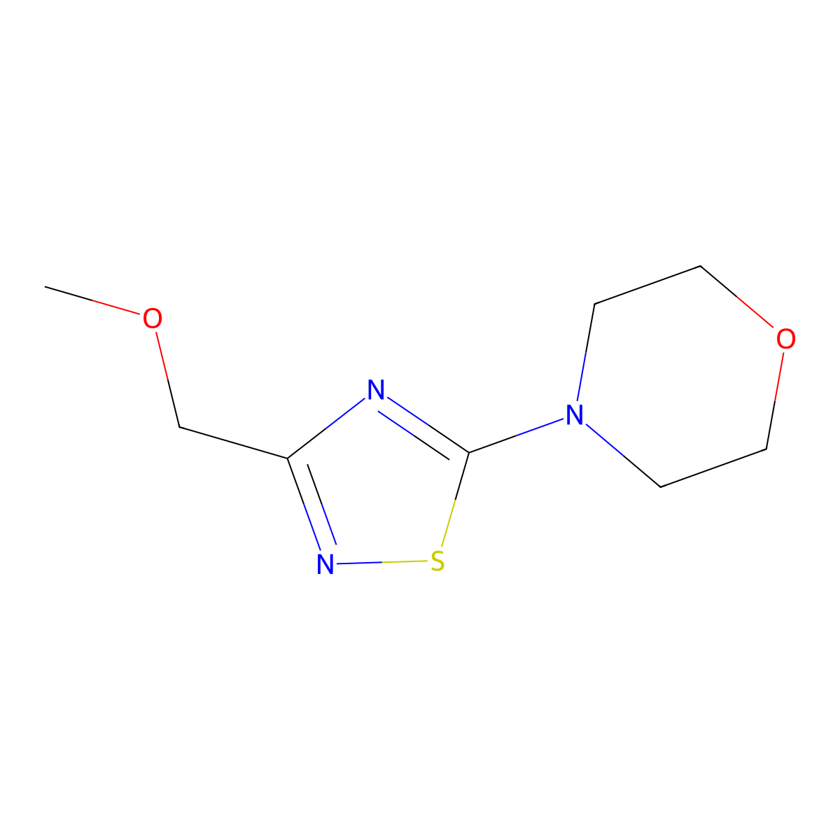 4-[3-(Methoxymethyl)-1,2,4-thiadiazol-5-yl]morpholine molecular structure, CAS 3054608-96-4