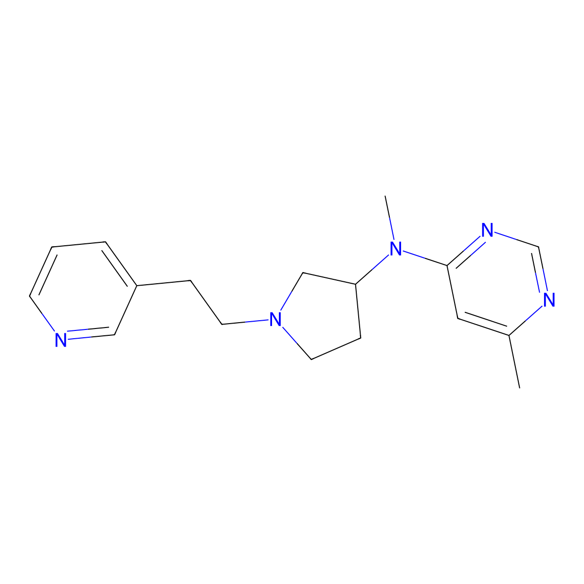 N,6-dimethyl-N-{1-[2-(pyridin-3-yl)ethyl]pyrrolidin-3-yl}pyrimidin-4-amine molecular structure, CAS 3054608-97-5