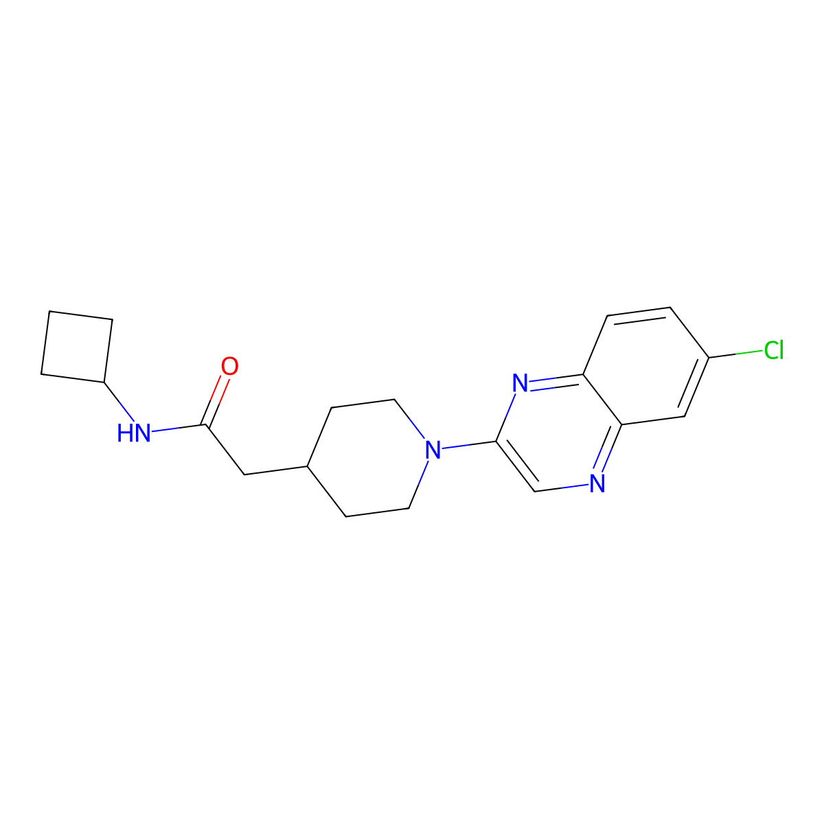2-[1-(6-chloroquinoxalin-2-yl)piperidin-4-yl]-N-cyclobutylacetamide molecular structure, CAS 3054608-99-7
