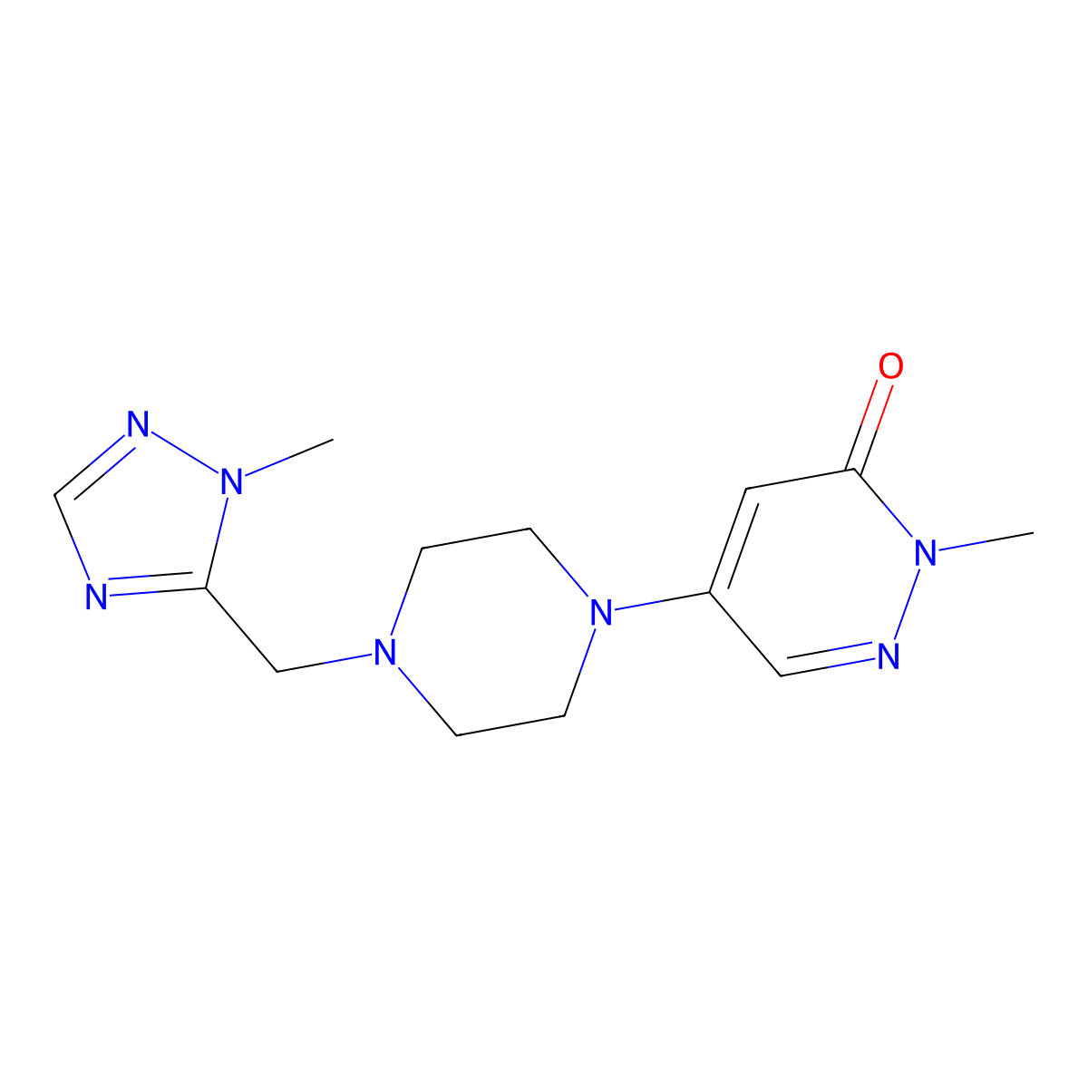 2-methyl-5-{4-[(1-methyl-1H-1,2,4-triazol-5-yl)methyl]piperazin-1-yl}-2,3-dihydropyridazin-3-one molecular structure, CAS 3054609-06-9