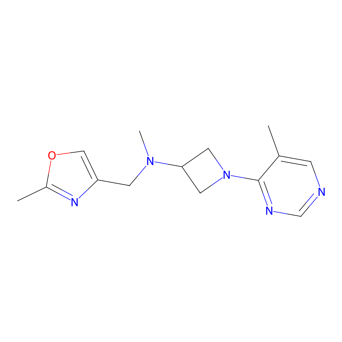 N-methyl-N-[(2-methyl-1,3-oxazol-4-yl)methyl]-1-(5-methylpyrimidin-4-yl)azetidin-3-amine molecular structure, CAS 3054609-08-1