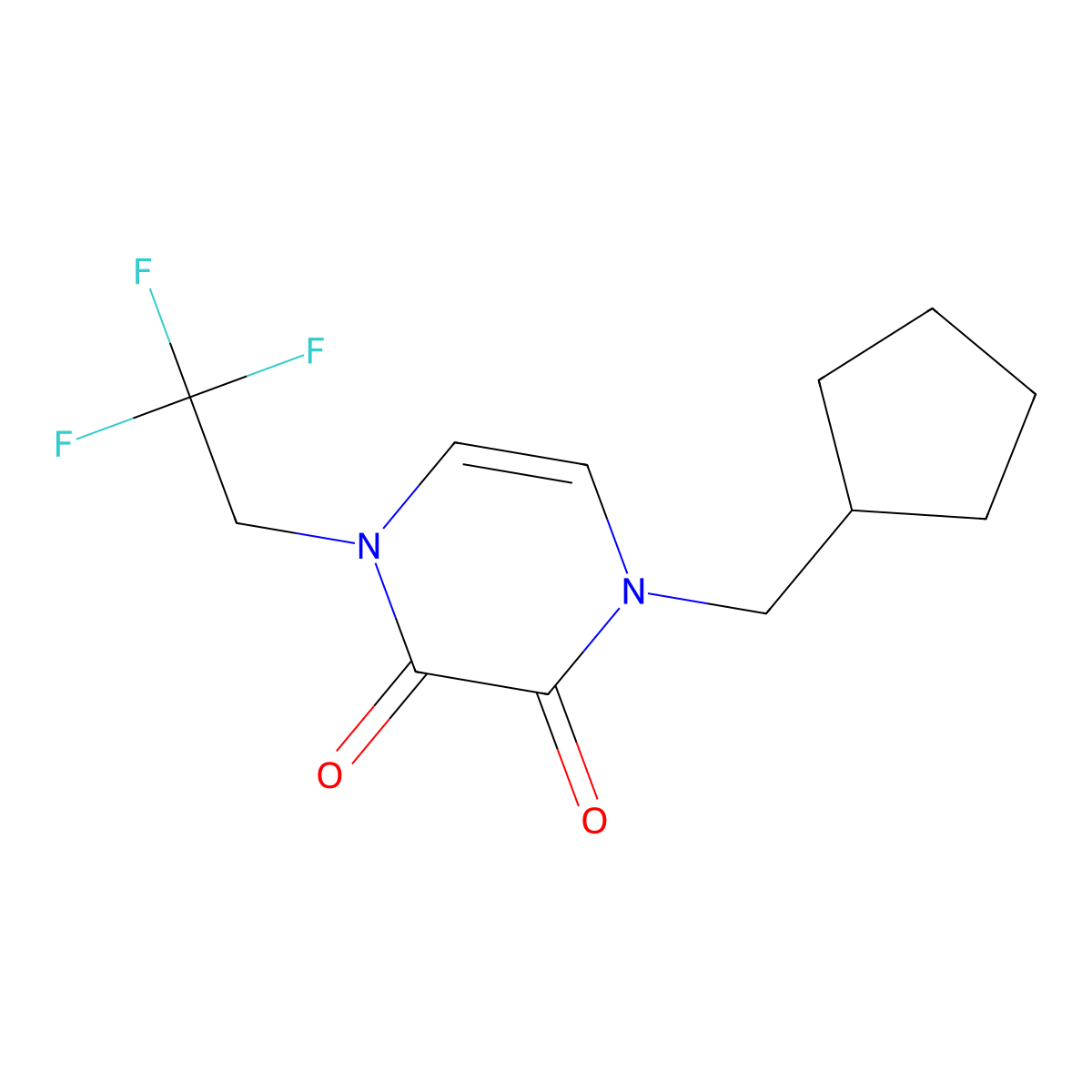 1-(Cyclopentylmethyl)-4-(2,2,2-trifluoroethyl)-1,2,3,4-tetrahydropyrazine-2,3-dione molecular structure, CAS 3054609-09-2