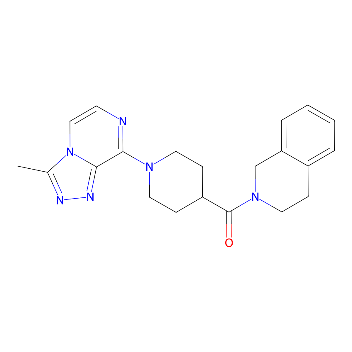 2-(1-{3-Methyl-[1,2,4]triazolo[4,3-a]pyrazin-8-yl}piperidine-4-carbonyl)-1,2,3,4-tetrahydroisoquinoline molecular structure, CAS 3054609-11-6