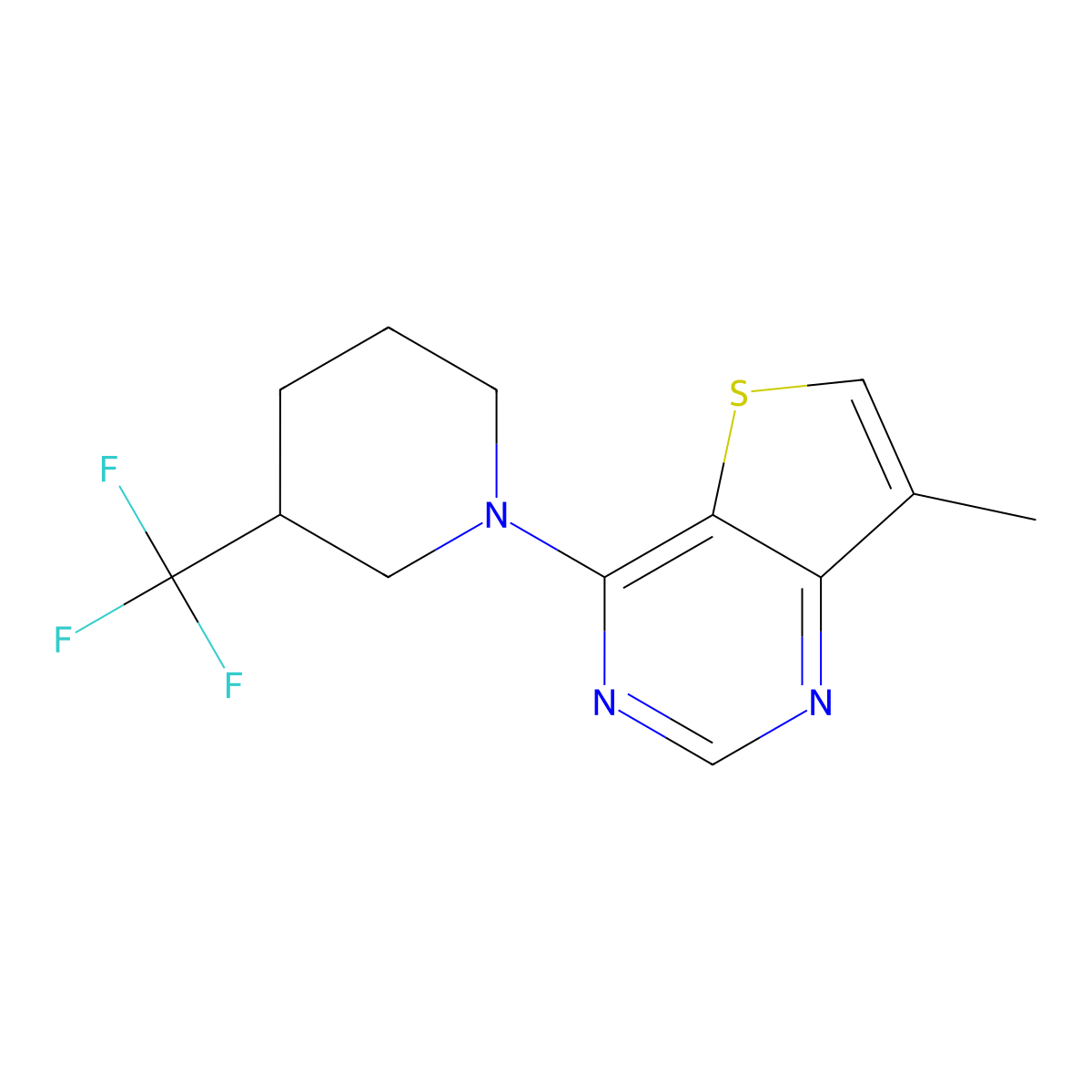 1-{7-Methylthieno[3,2-d]pyrimidin-4-yl}-3-(trifluoromethyl)piperidine molecular structure, CAS 3054609-12-7