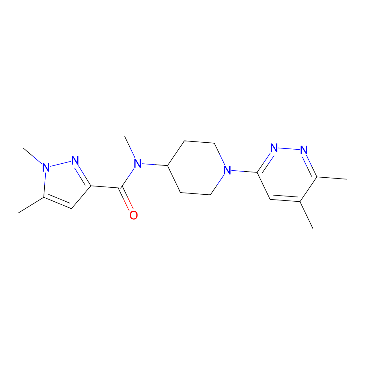 N-[1-(5,6-dimethylpyridazin-3-yl)piperidin-4-yl]-N,1,5-trimethyl-1H-pyrazole-3-carboxamide molecular structure, CAS 3054609-13-8