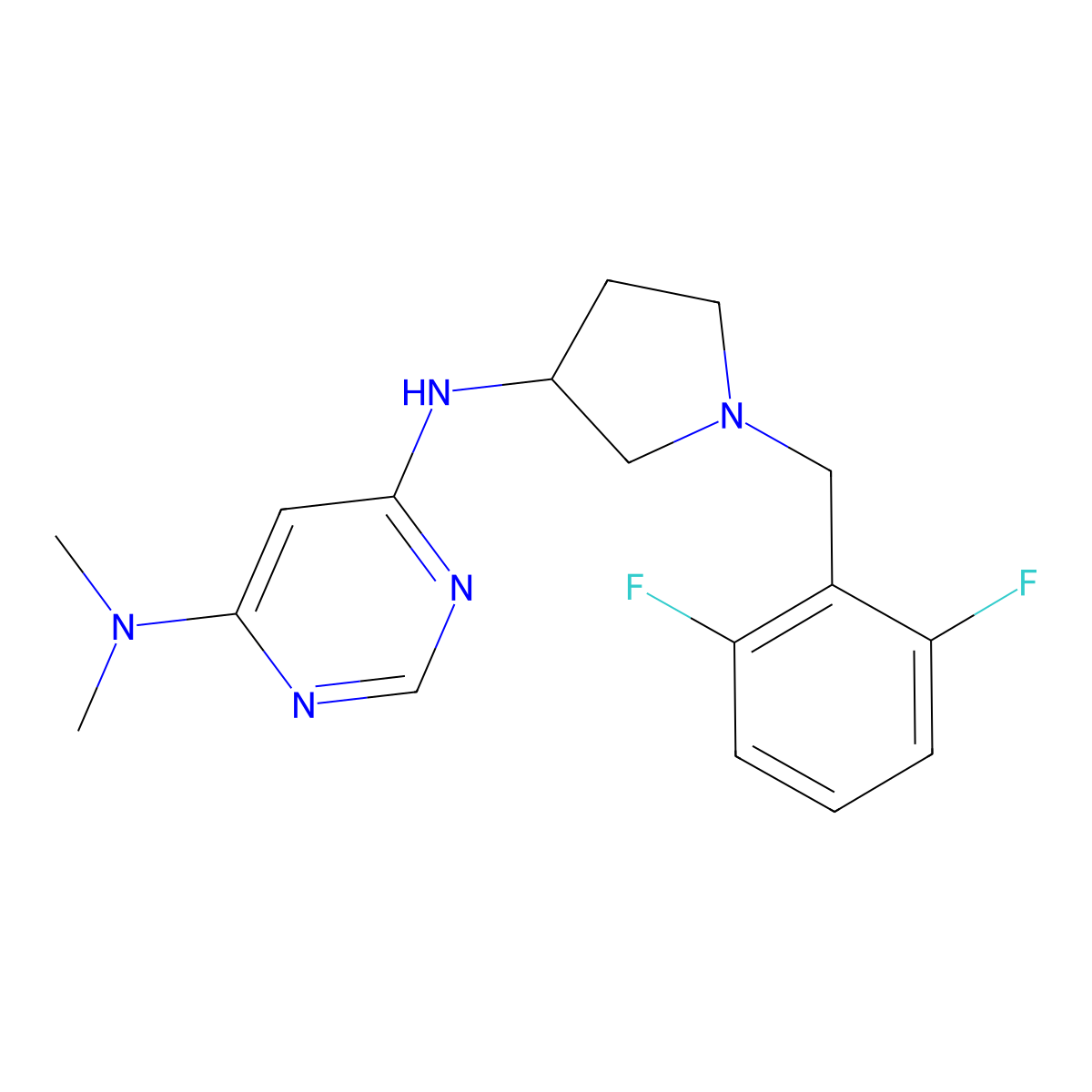 N6-{1-[(2,6-difluorophenyl)methyl]pyrrolidin-3-yl}-N4,N4-dimethylpyrimidine-4,6-diamine molecular structure, CAS 3054609-16-1