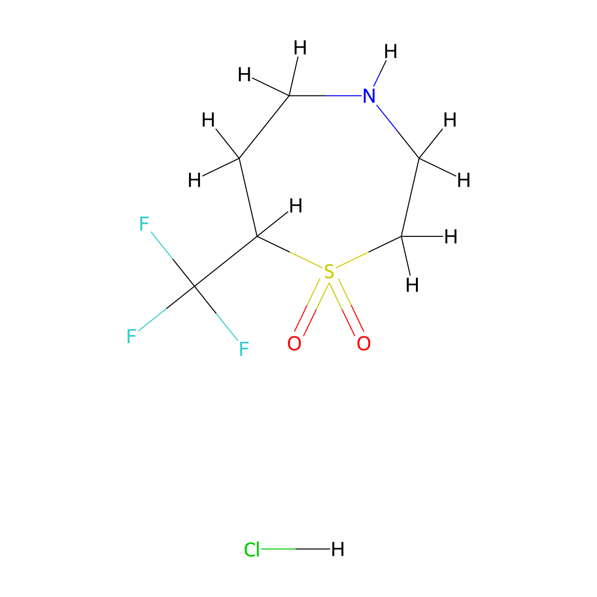 7-(Trifluoromethyl)-1lambda6,4-thiazepane-1,1-dione hydrochloride molecular structure, CAS 3054609-18-3