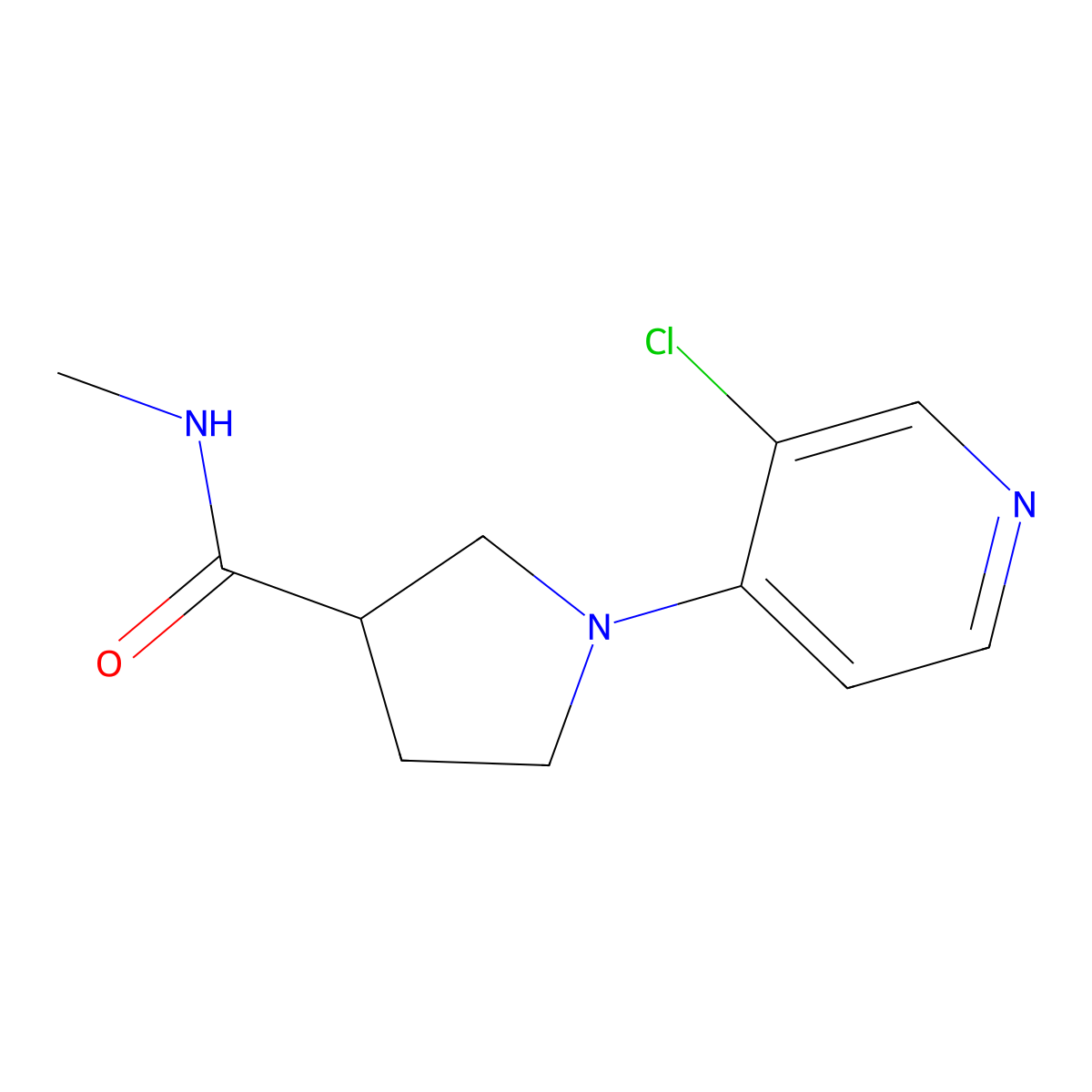 1-(3-chloropyridin-4-yl)-N-methylpyrrolidine-3-carboxamide molecular structure, CAS 3054609-24-1