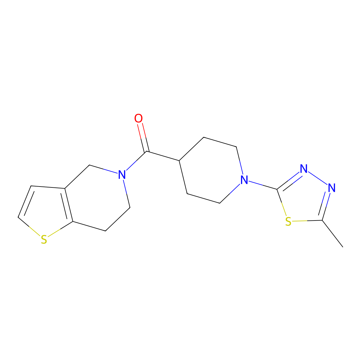1-(5-methyl-1,3,4-thiadiazol-2-yl)-4-{4H,5H,6H,7H-thieno[3,2-c]pyridine-5-carbonyl}piperidine molecular structure, CAS 3054609-34-3