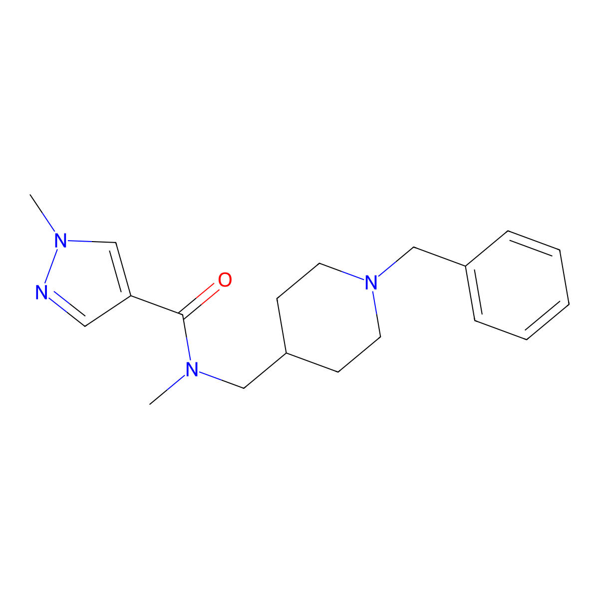 N-[(1-benzylpiperidin-4-yl)methyl]-N,1-dimethyl-1H-pyrazole-4-carboxamide molecular structure, CAS 3054609-38-7