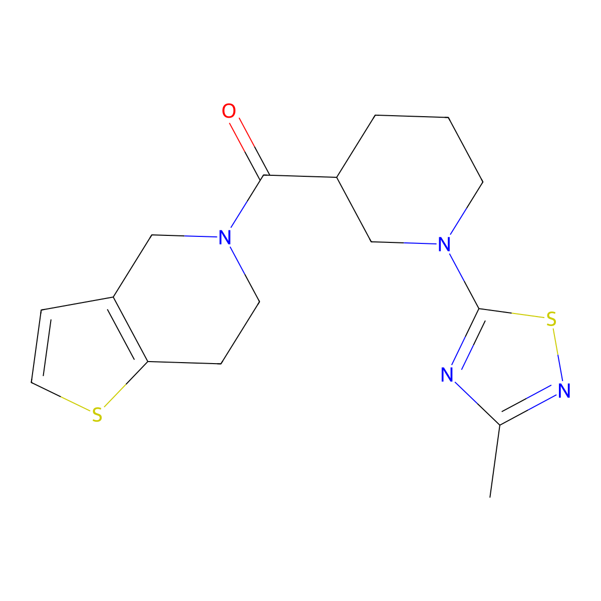1-(3-methyl-1,2,4-thiadiazol-5-yl)-3-{4H,5H,6H,7H-thieno[3,2-c]pyridine-5-carbonyl}piperidine molecular structure, CAS 3054609-40-1