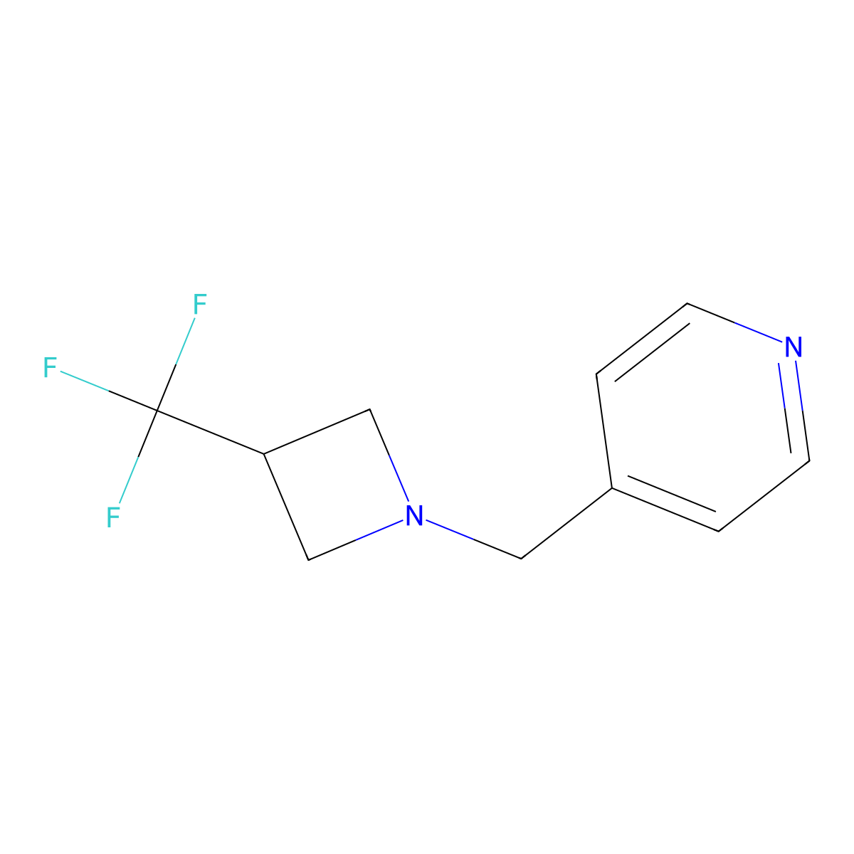 4-{[3-(Trifluoromethyl)azetidin-1-yl]methyl}pyridine molecular structure, CAS 3054609-42-3