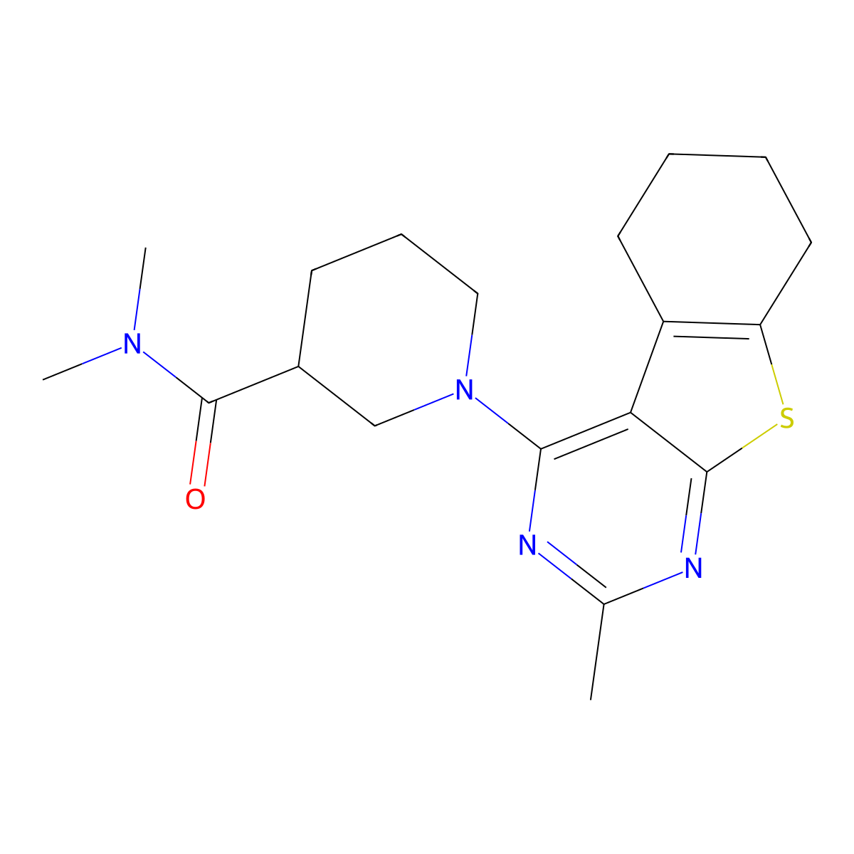 N,N-dimethyl-1-{5-methyl-8-thia-4,6-diazatricyclo[7.4.0.0(2),]trideca-1(9),2,4,6-tetraen-3-yl}piperidine-3-carboxamide molecular structure, CAS 3054609-43-4