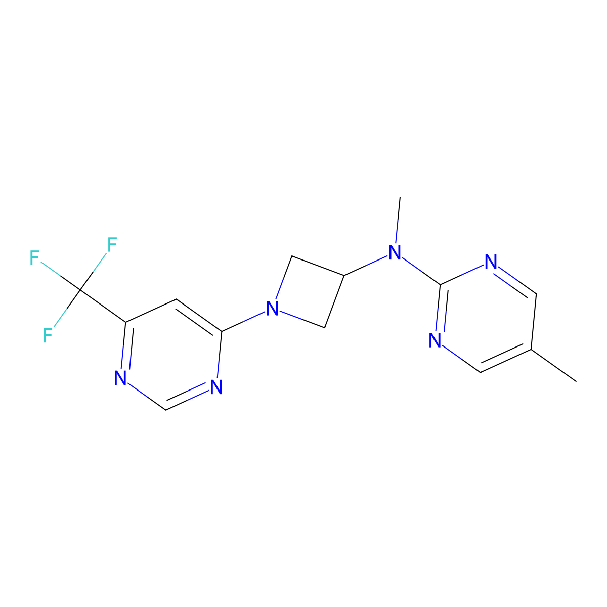N,5-dimethyl-N-{1-[6-(trifluoromethyl)pyrimidin-4-yl]azetidin-3-yl}pyrimidin-2-amine molecular structure, CAS 3054609-44-5