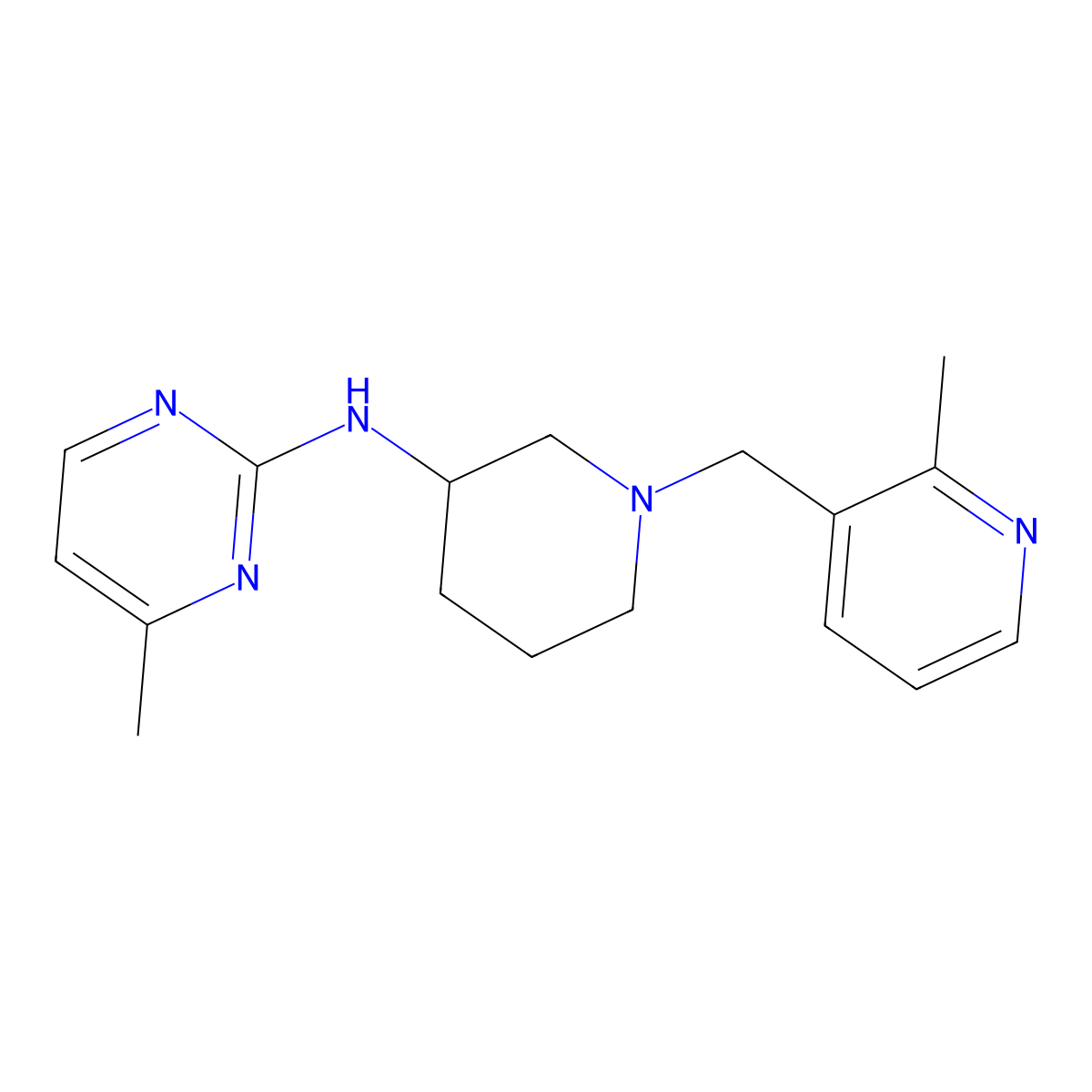 4-methyl-N-{1-[(2-methylpyridin-3-yl)methyl]piperidin-3-yl}pyrimidin-2-amine molecular structure, CAS 3054609-46-7