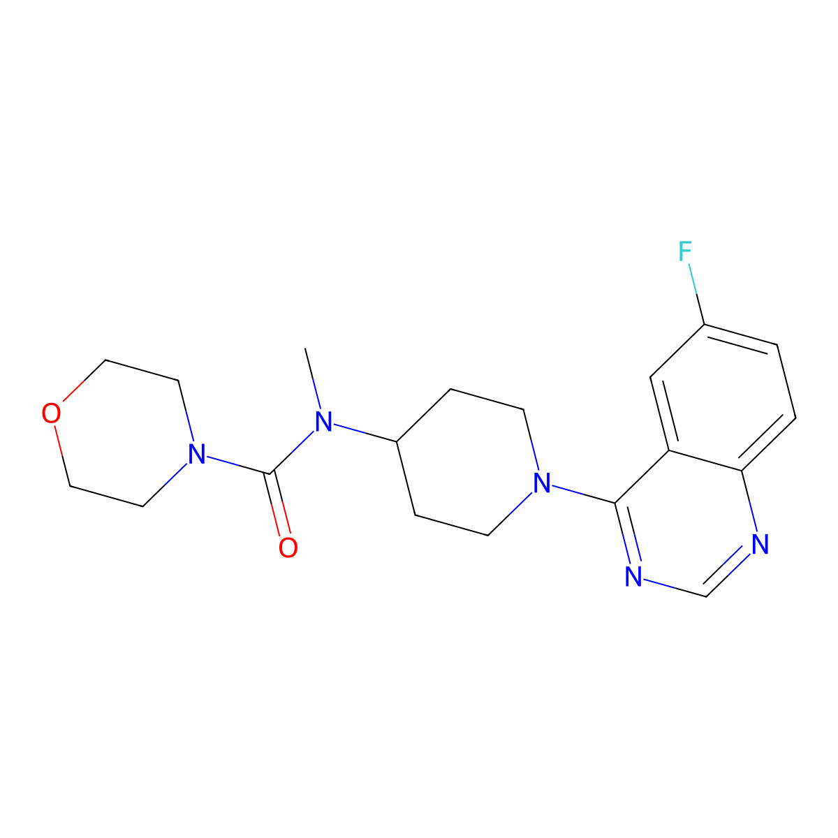 N-[1-(6-fluoroquinazolin-4-yl)piperidin-4-yl]-N-methylmorpholine-4-carboxamide molecular structure, CAS 3054609-47-8