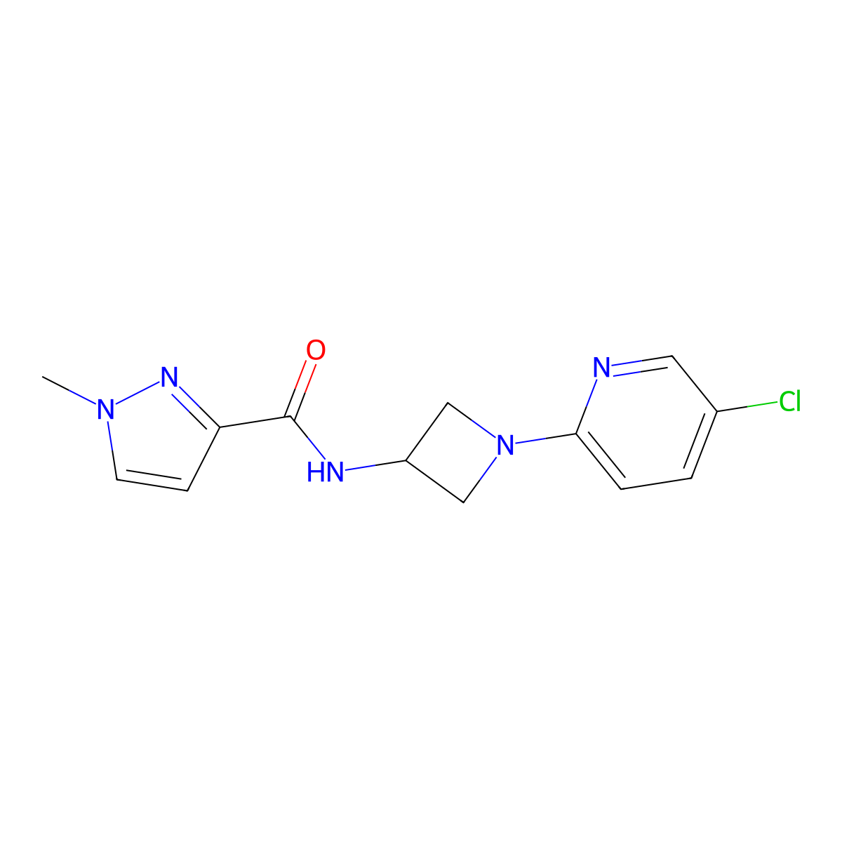 N-[1-(5-chloropyridin-2-yl)azetidin-3-yl]-1-methyl-1H-pyrazole-3-carboxamide molecular structure, CAS 3054609-50-3