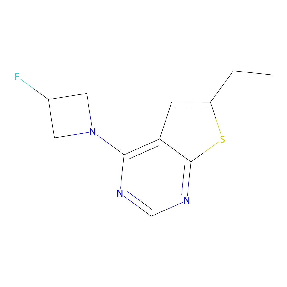 1-{6-Ethylthieno[2,3-d]pyrimidin-4-yl}-3-fluoroazetidine molecular structure, CAS 3054609-58-1