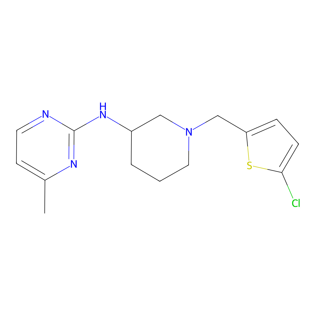 N-{1-[(5-chlorothiophen-2-yl)methyl]piperidin-3-yl}-4-methylpyrimidin-2-amine molecular structure, CAS 3054609-59-2