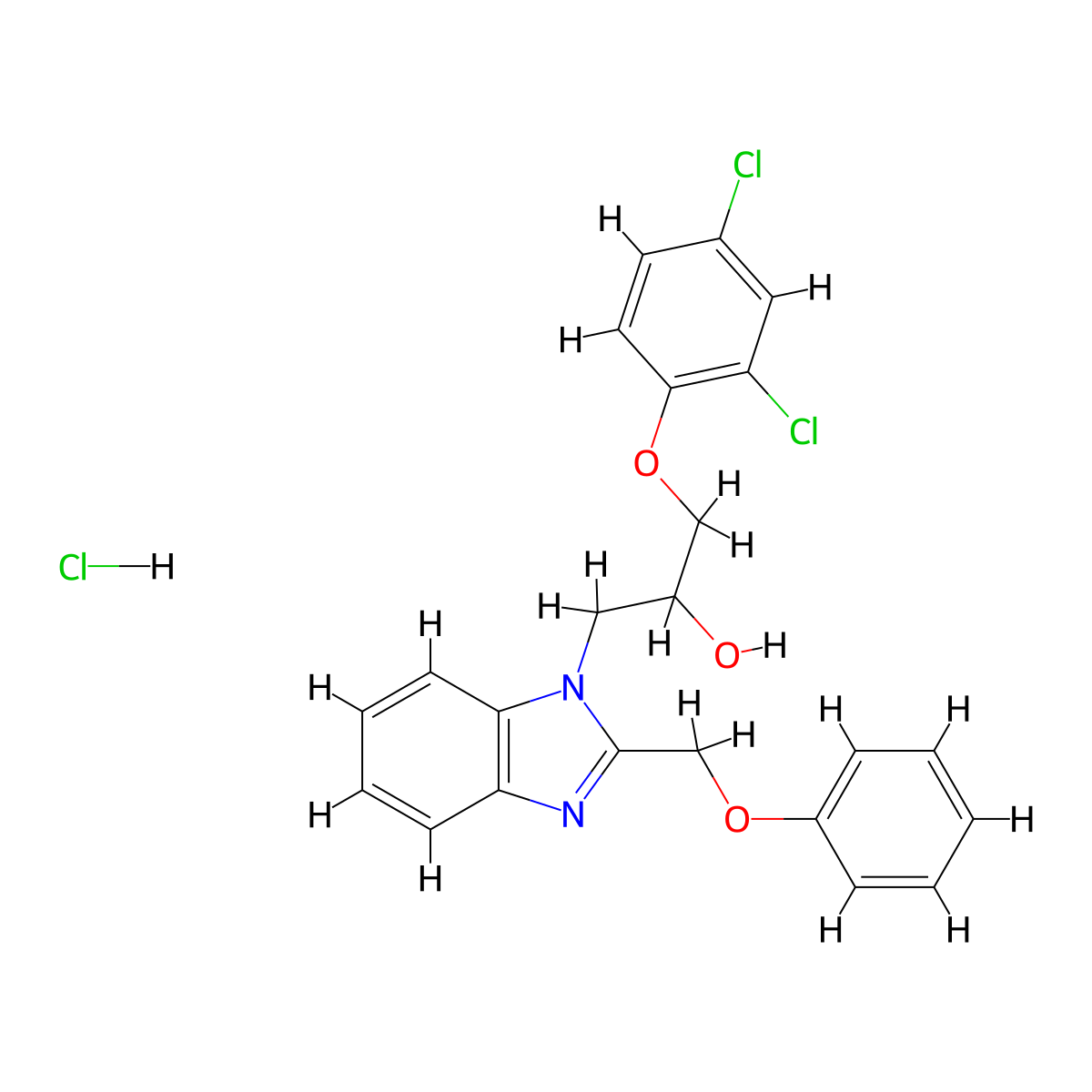 1-(2,4-dichlorophenoxy)-3-[2-(phenoxymethyl)-1H-1,3-benzodiazol-1-yl]propan-2-ol hydrochloride molecular structure, CAS 3054609-62-7