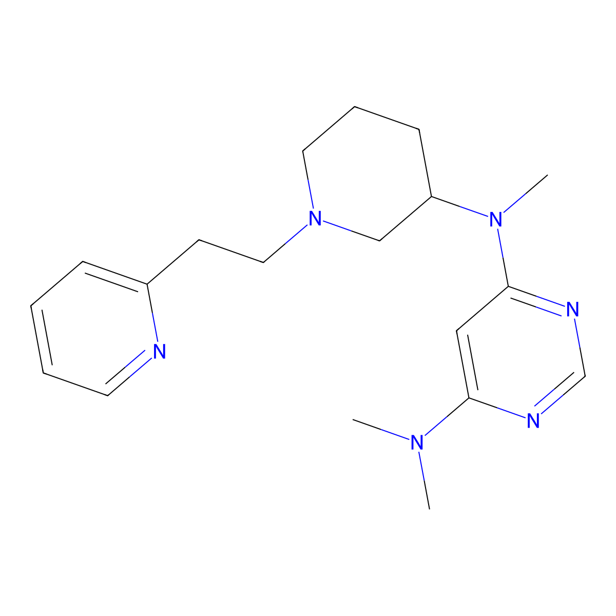 N4,N4,N6-trimethyl-N6-{1-[2-(pyridin-2-yl)ethyl]piperidin-3-yl}pyrimidine-4,6-diamine molecular structure, CAS 3054609-75-2